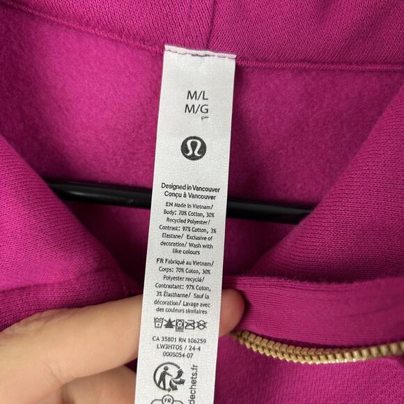 Lululemon Hoodie Women M/L Scuba Oversized Half Zip Ripened Raspberry Cropped - Picture 10 of 16